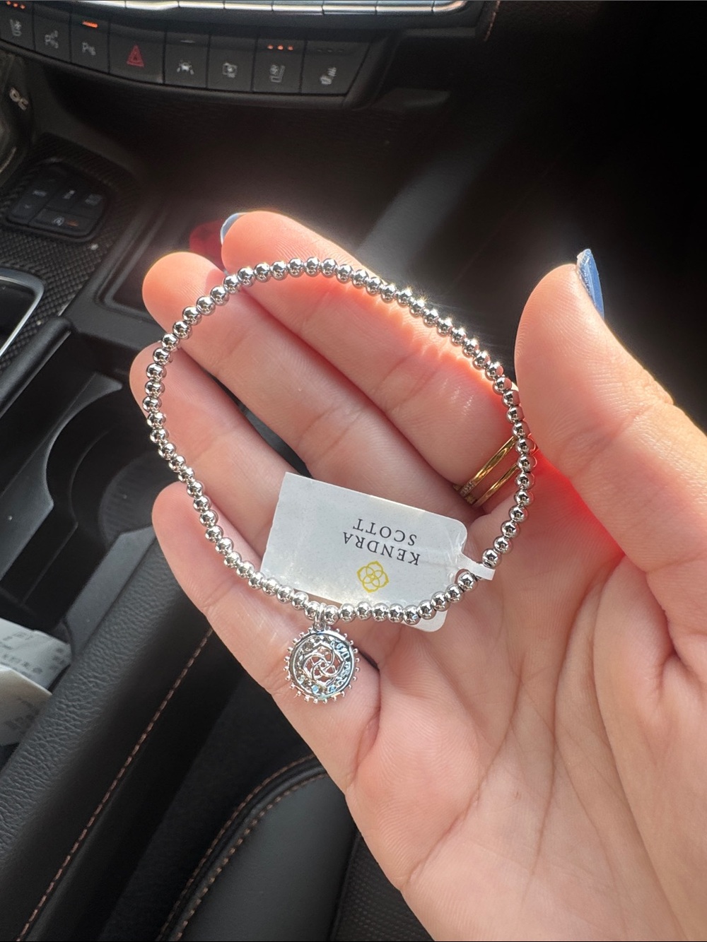 Kendra Scott Silver Beaded Bracelet with Round Charm